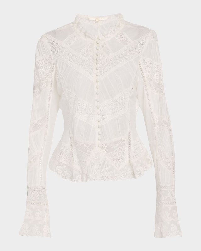 Beline Embroidered Button-Front Top